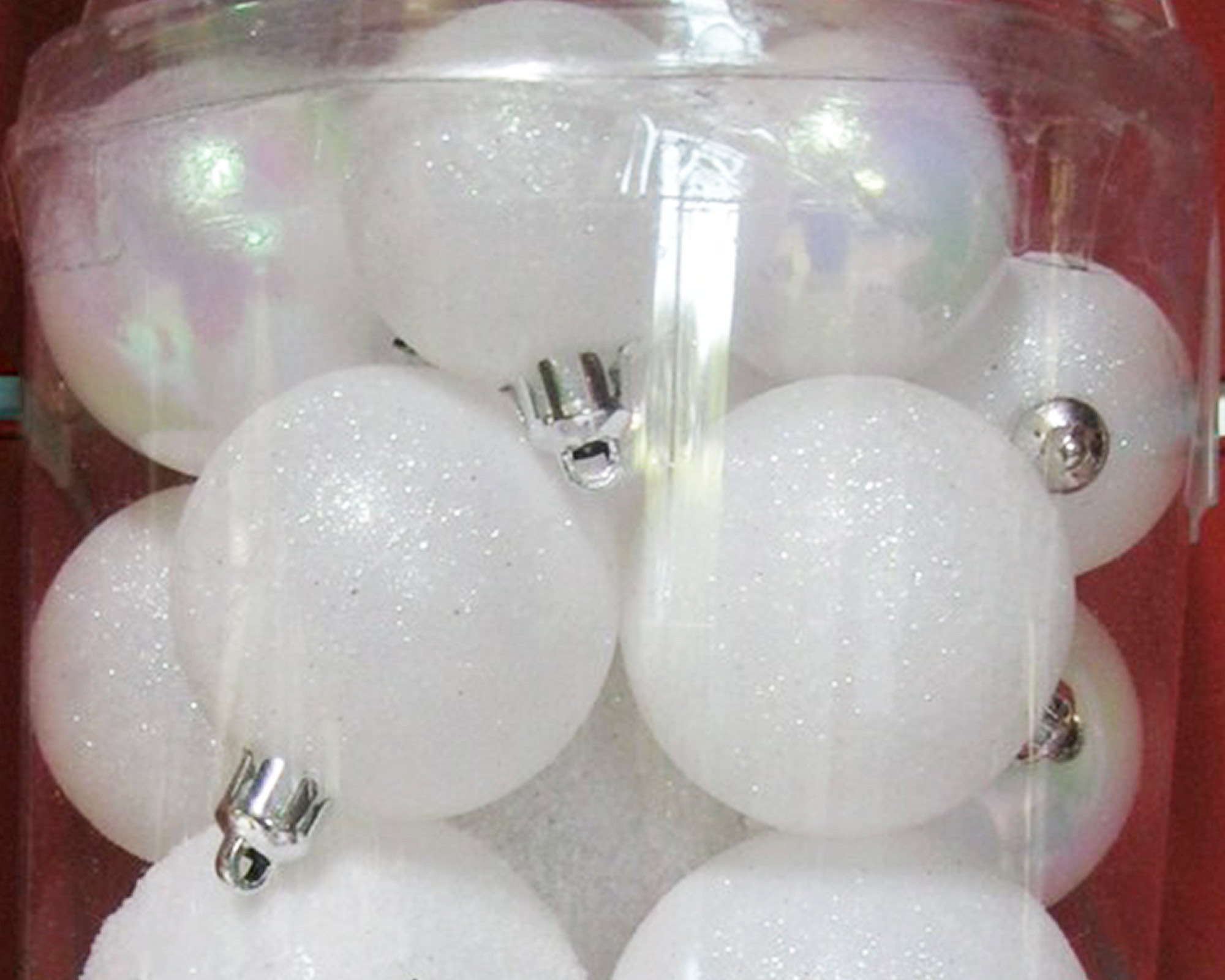 Box 30 Pz Sfere di natale di colore bianco - immagine 2