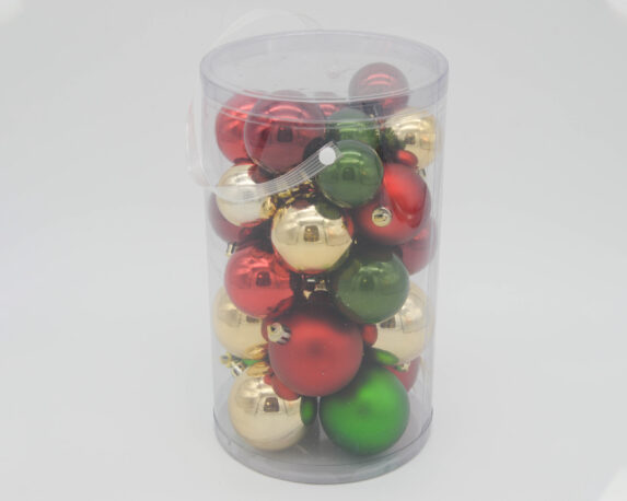 Box 30 Pz Sfere di natale di colore rosso, verde e oro