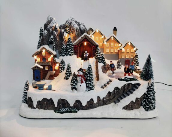 Villaggio natalizio in movimento con musica e led