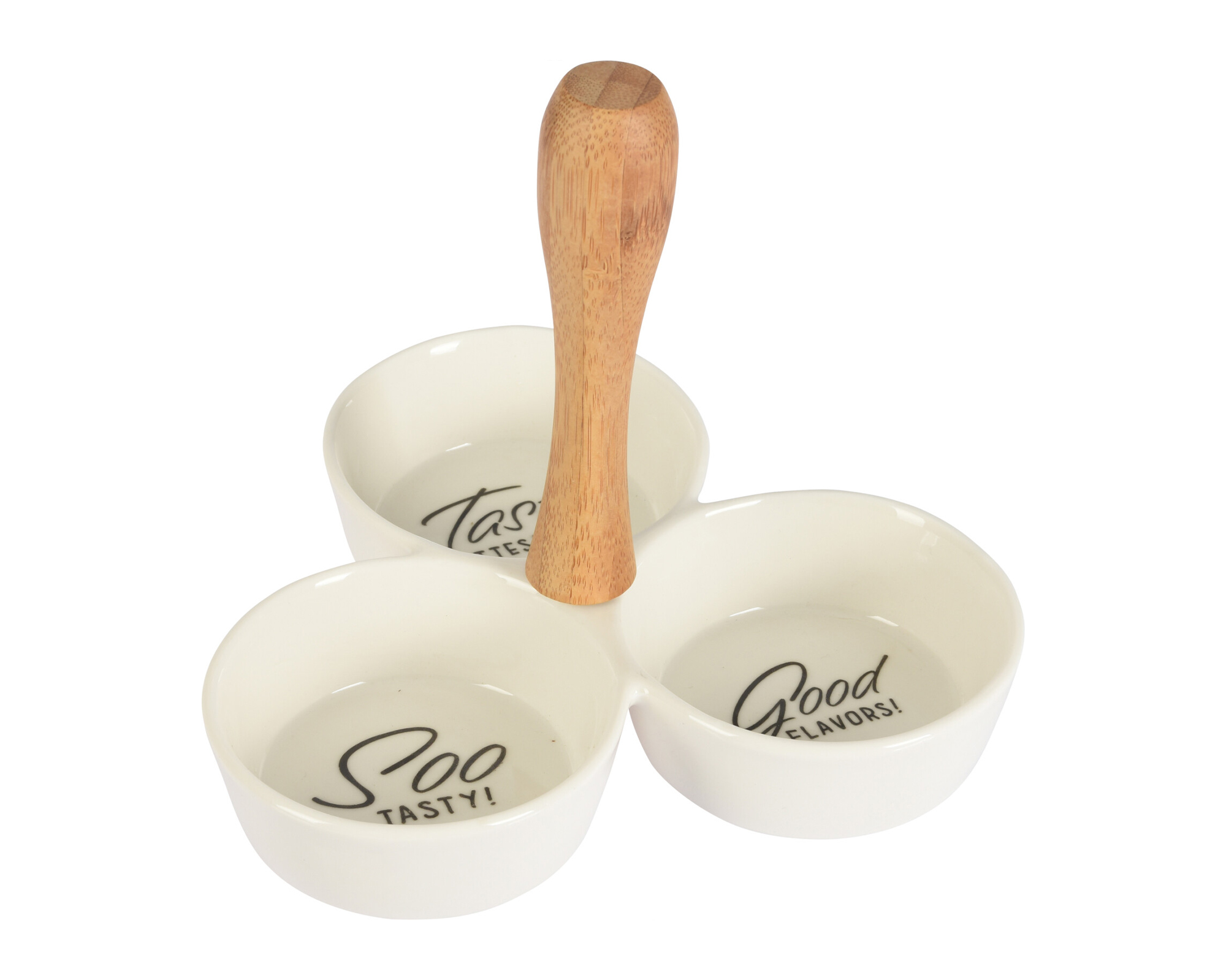 Set Ciotole Di Porcellana Per Aperitivo Con Supporto In Bamboo - Koopman