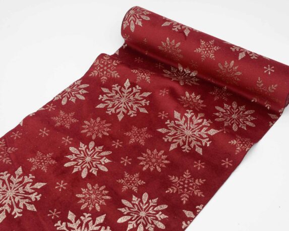 Bobina Rotolo Di Tulle Burgundy Con Fiochi Di Neve