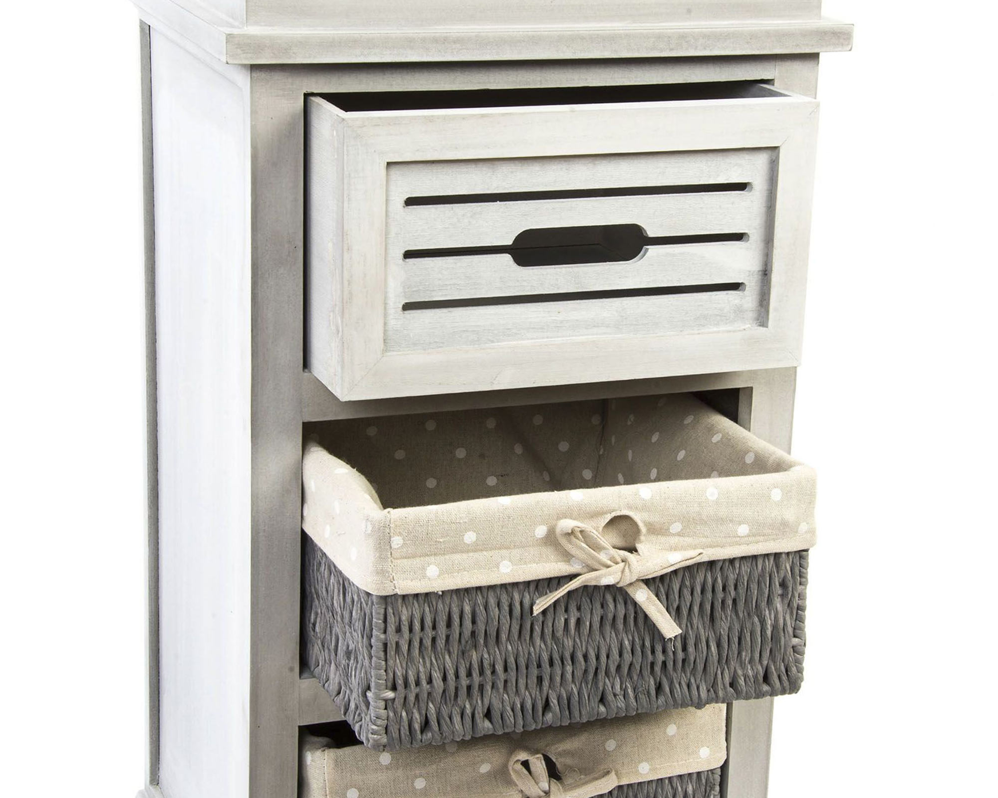 Cassettiera In Legno 4 Cassetti Bianco E Grigio - Item - immagine 3