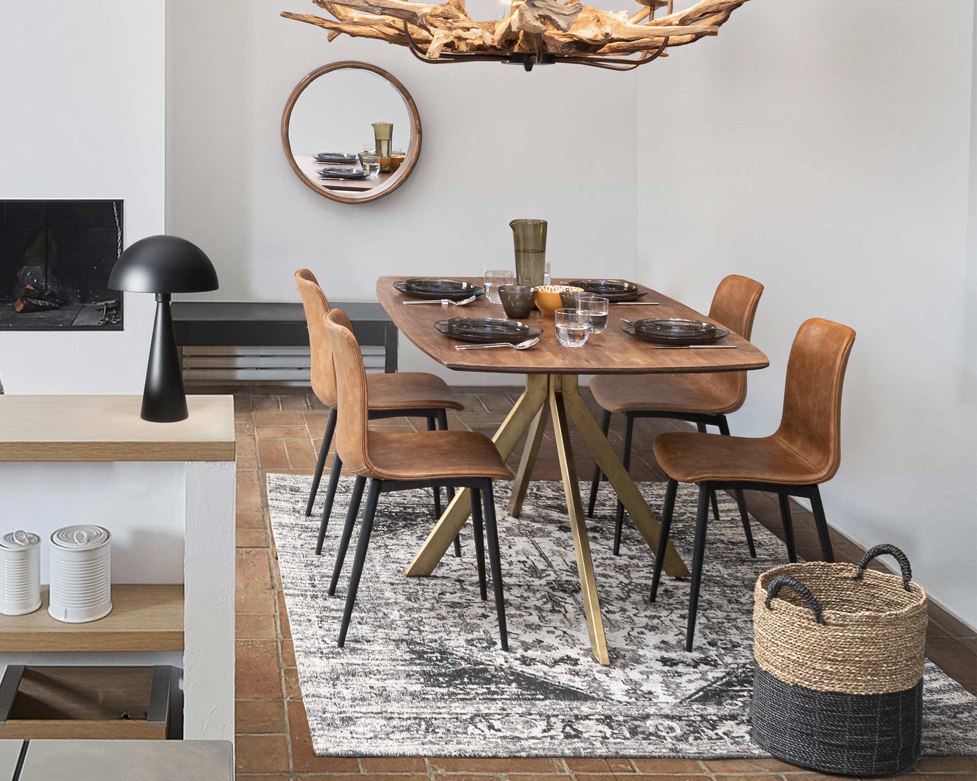 Cesta Atena To Alto Nat-Nero Large - Bizzotto - immagine 4