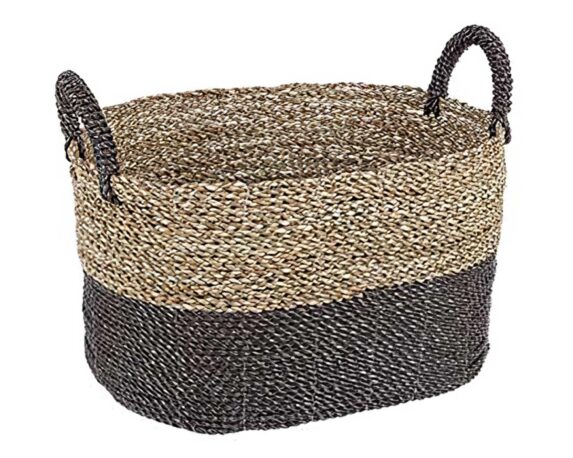 Cesta Atena Rafia Nat-Nero Large – Bizzotto