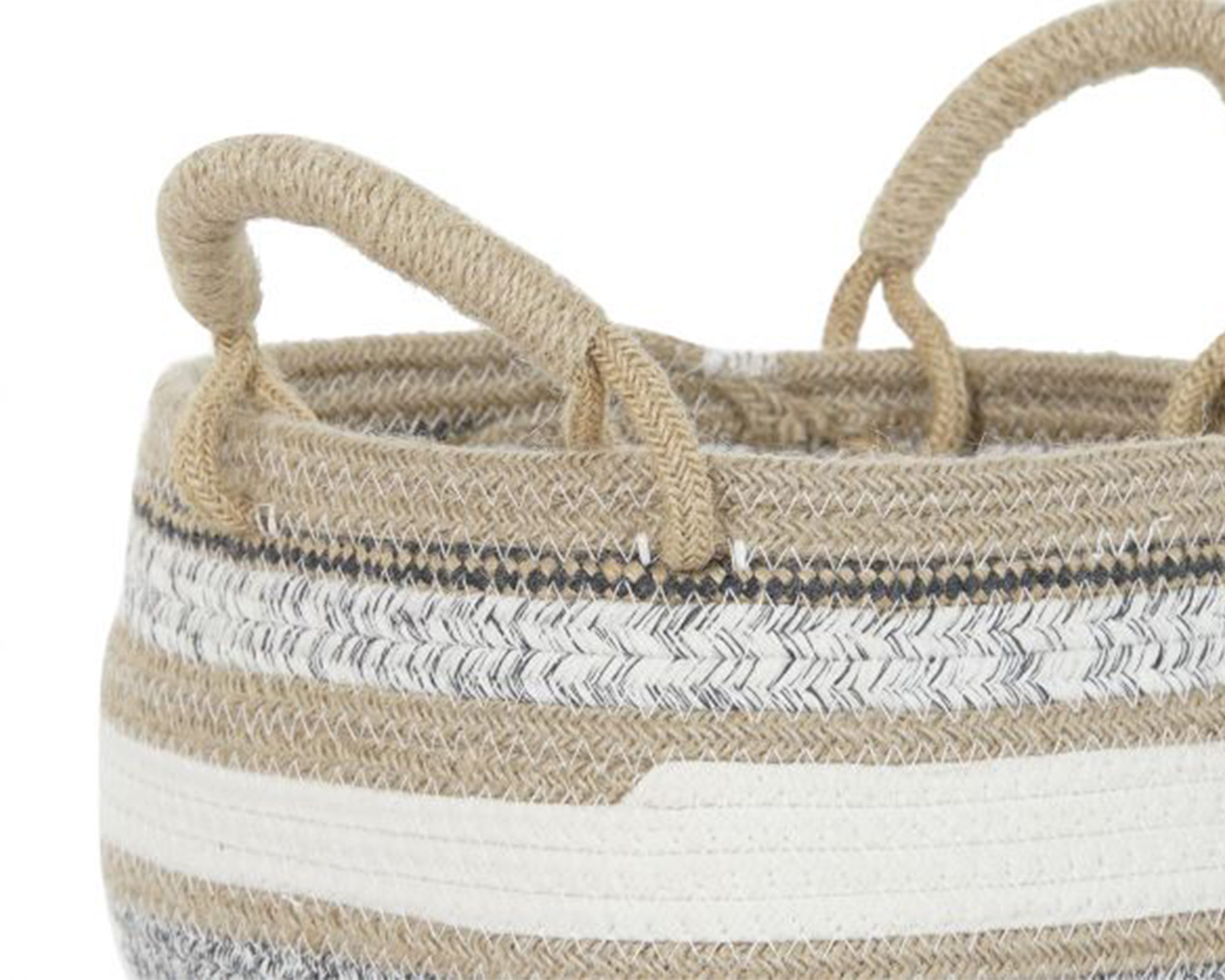 Cesta Junta in Cotone e Iuta Grigio Large - Item - immagine 3