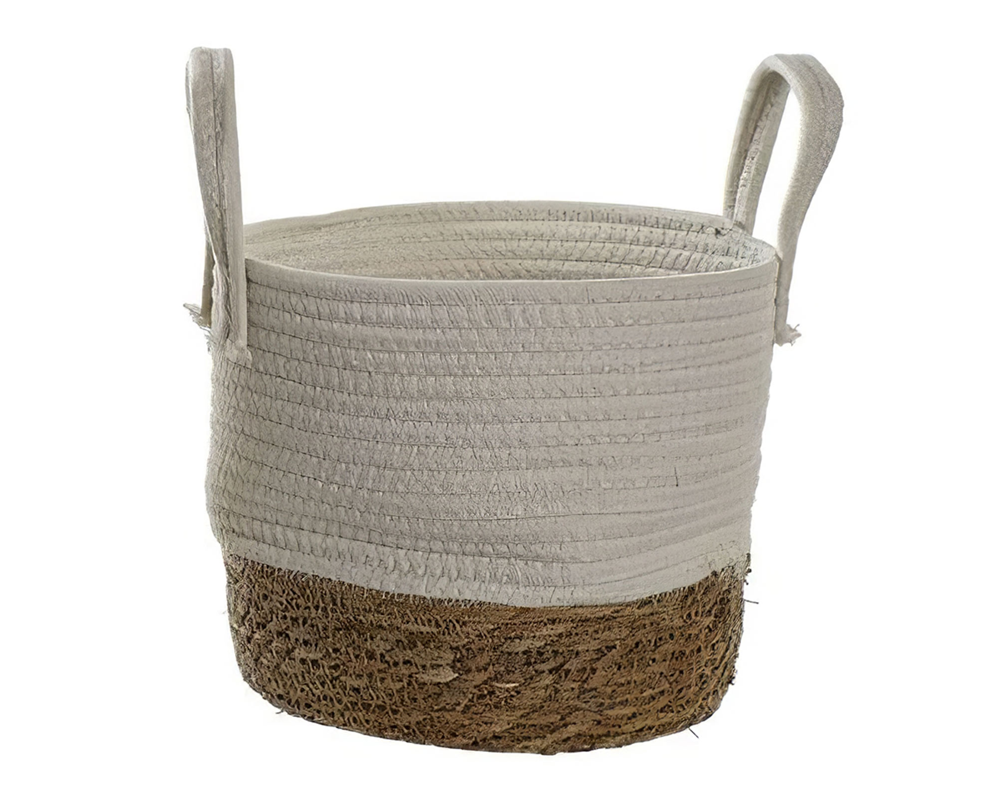 Cesta in Cotone Bianco e Marrone Small - Item