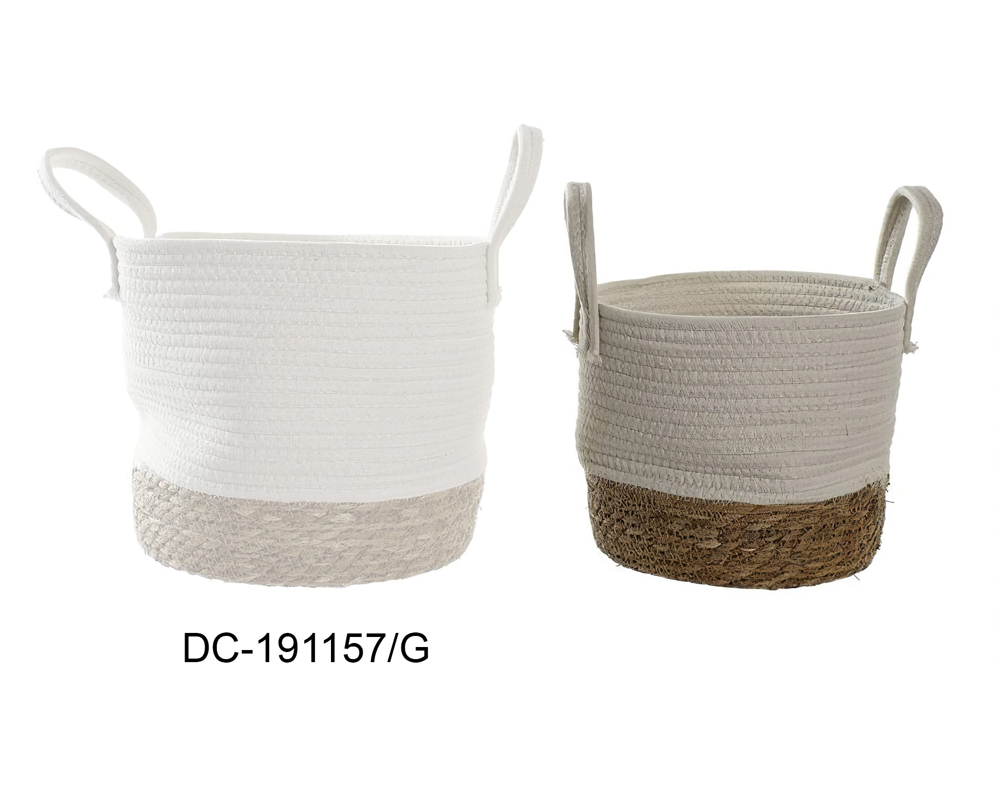 Cesta in Cotone Bianco e Marrone Small - Item - immagine 2