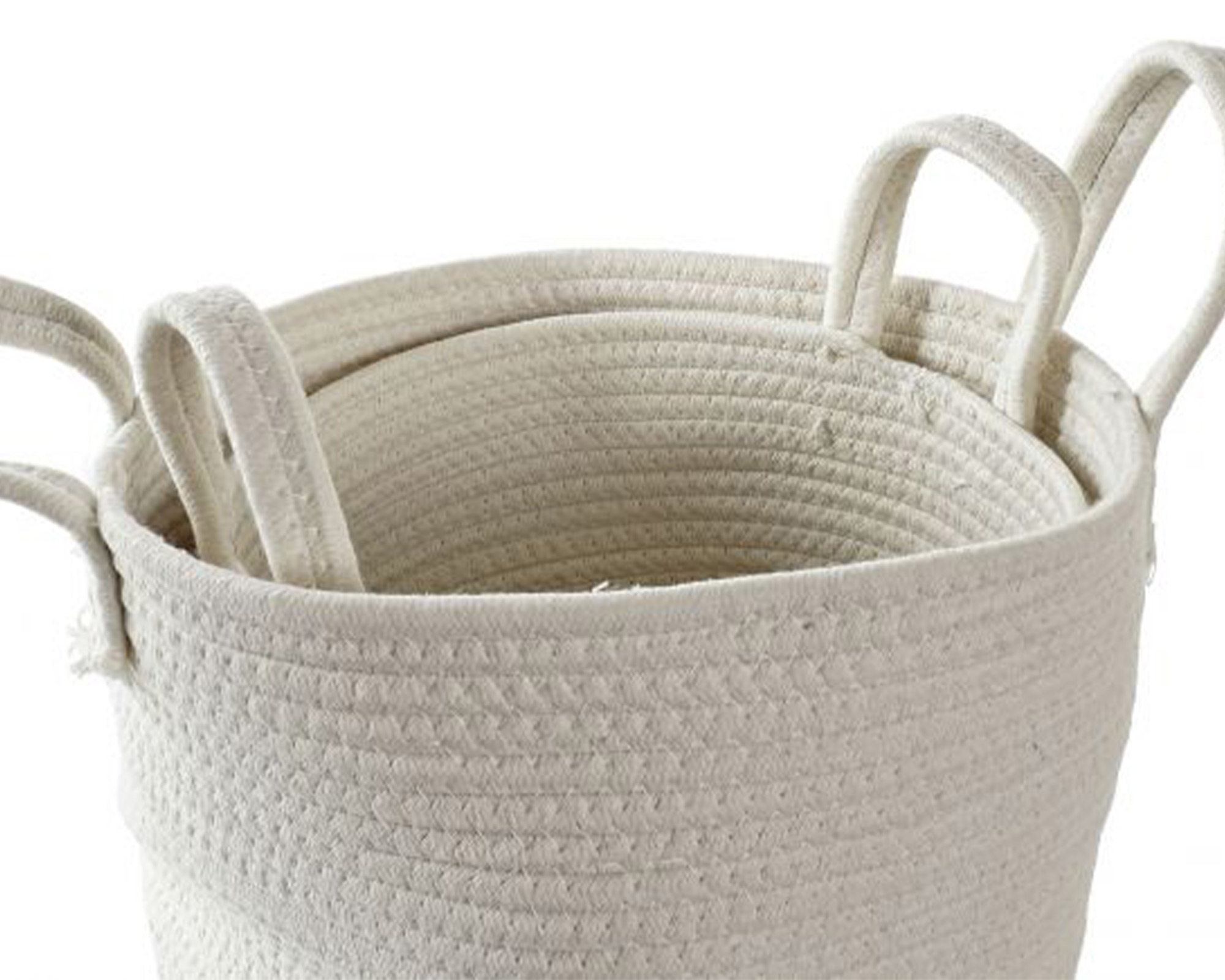 Cesta in Cotone Bianco e Marrone Small - Item - immagine 3