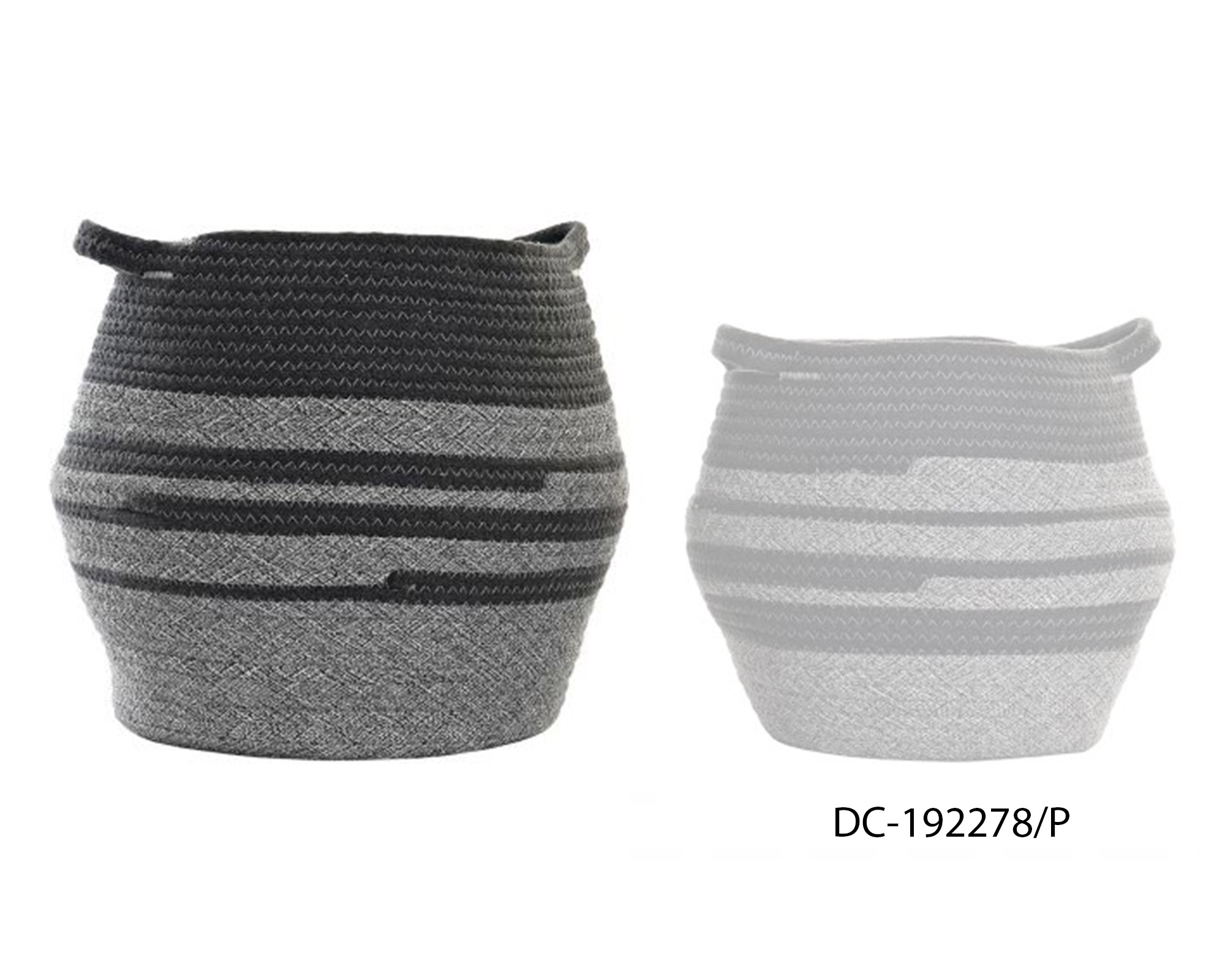 Cesta in Cotone con Manici Grigio Large - Item - immagine 2