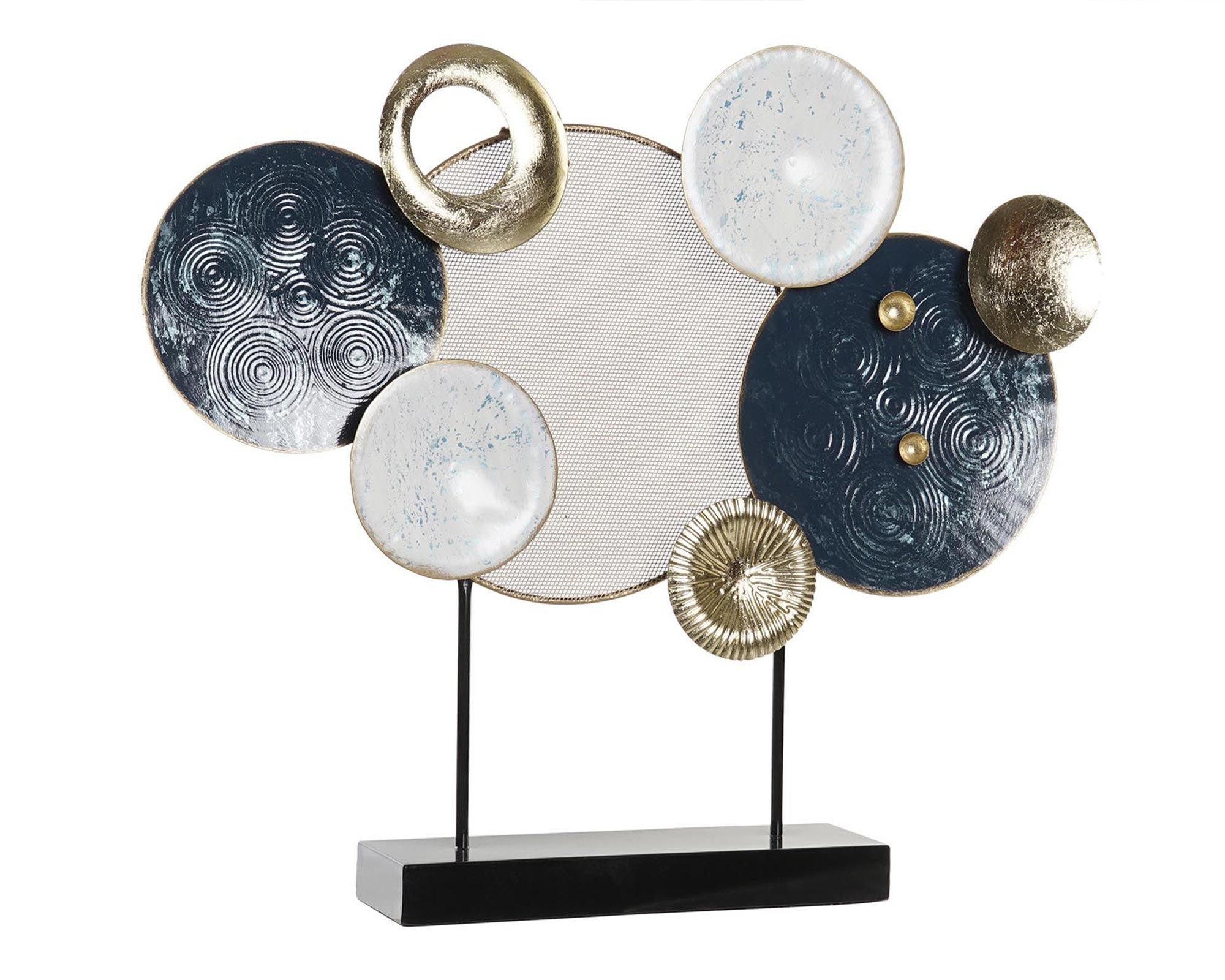 Decorazione In Metallo Con Cerchio Blu E Dorato - Item