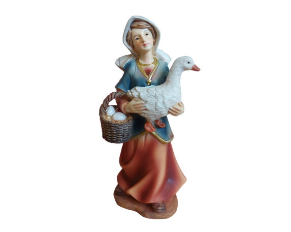 Statua del presepe Donna con oca nelle braccia