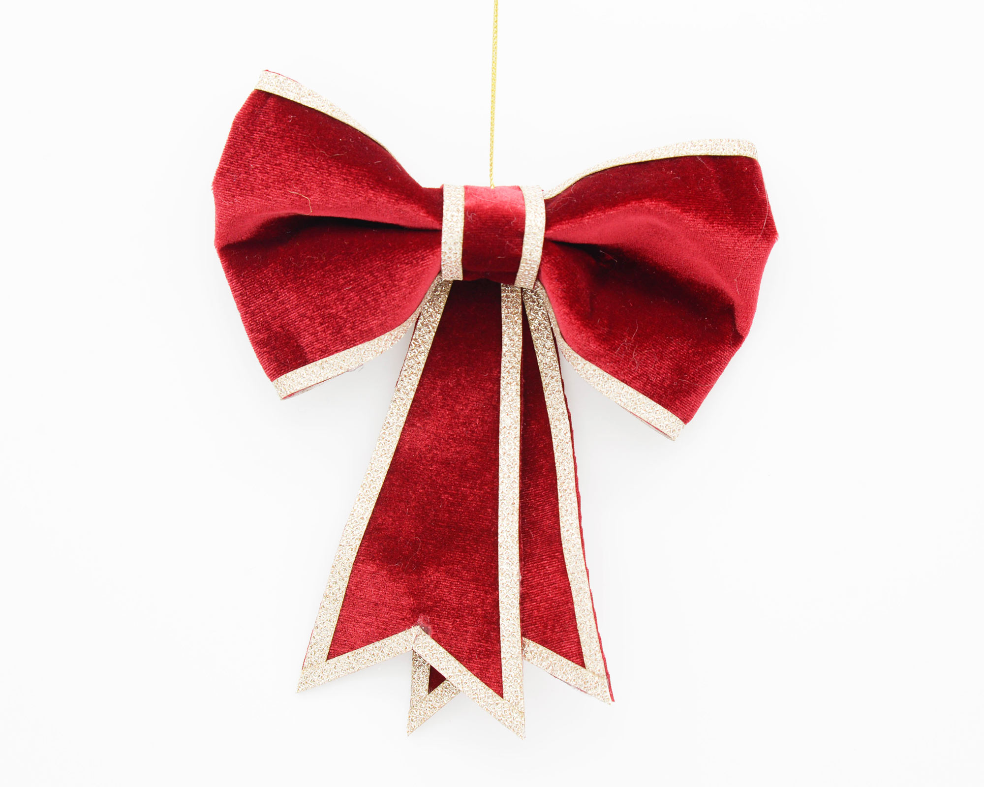 Decorazione da appendere Fiocco di velluto rosso e dorato