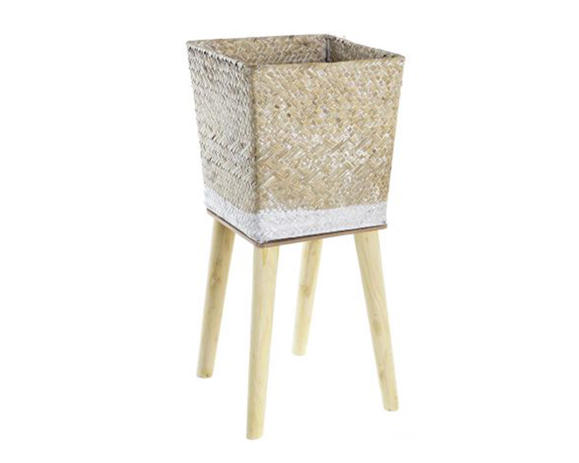 Fioriera in Fibra e Legno Marrone Large - Item