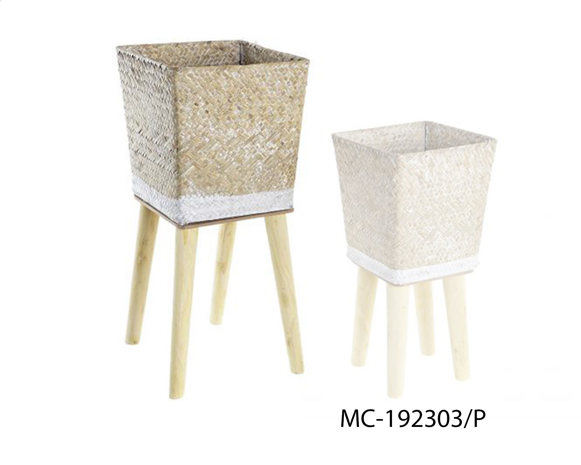 Fioriera in Fibra e Legno Marrone Large - Item - immagine 2