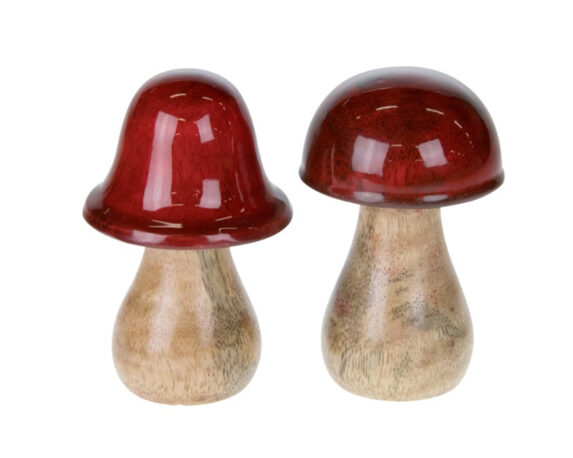 Fungo In Legno Di Mango Marrone E Rosso – Dijk