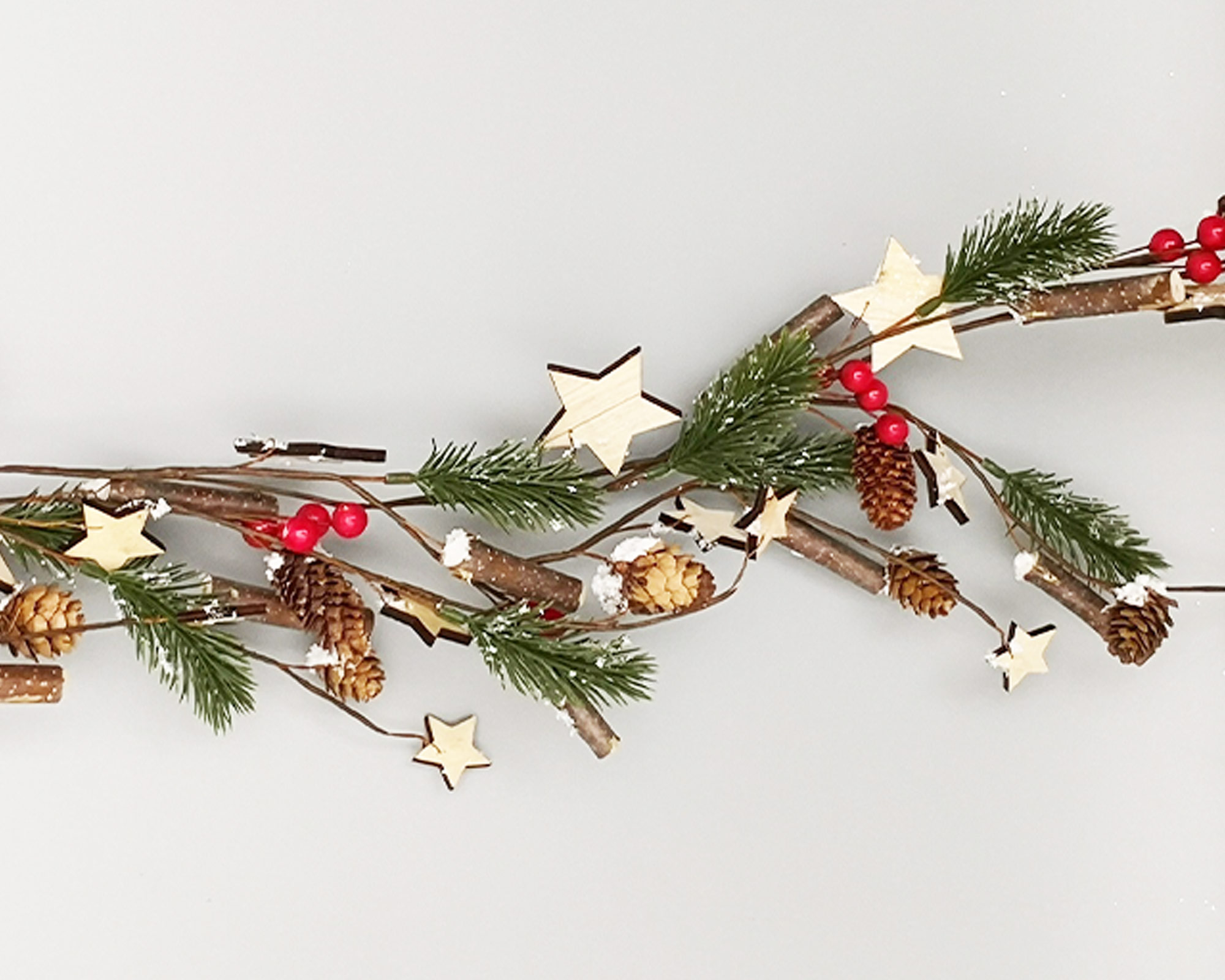 Decorazione Natalizia Ramo Di Ghirlanda Con Stelle E Pigne - immagine 2