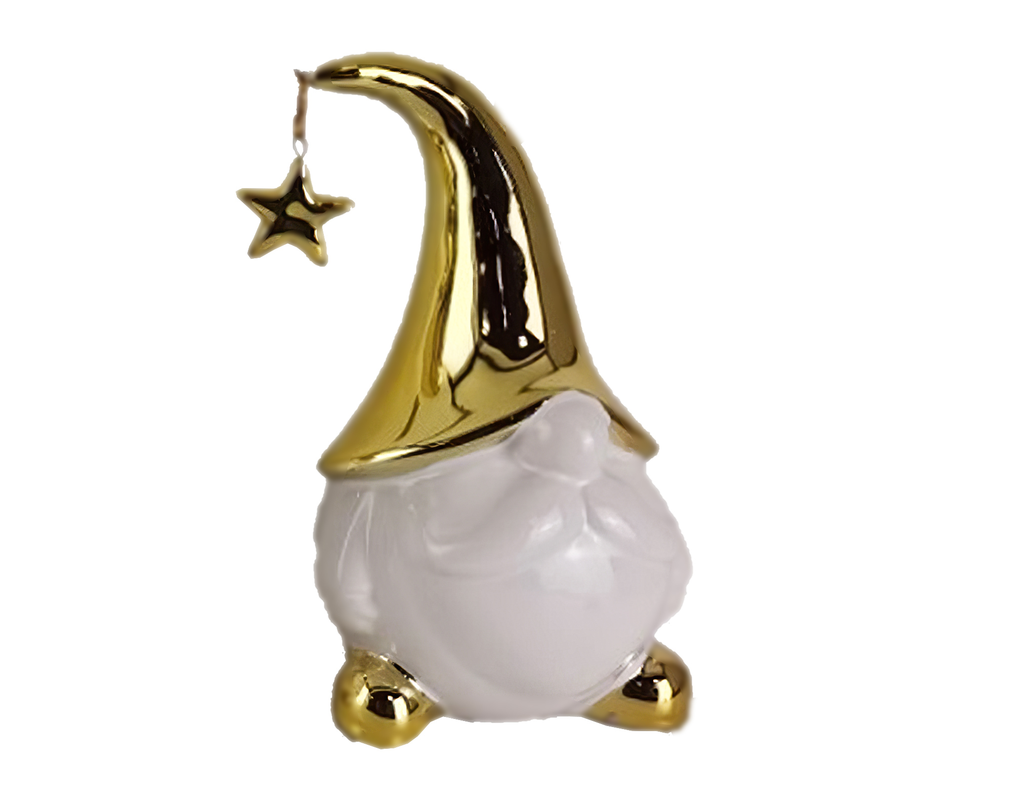 Statua Di Gnomo Dorata In Ceramica