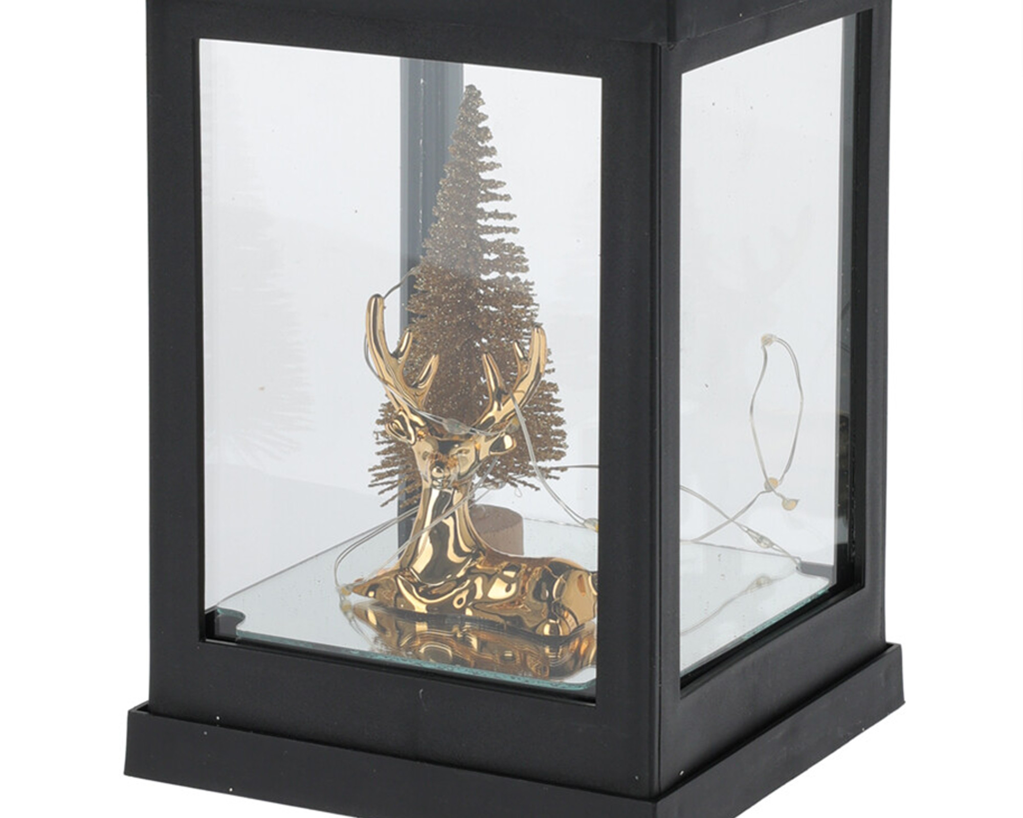 Decorazione Di Natale Lanterna Con Renna E Led - immagine 2