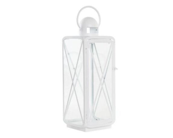 Lanterna In Metallo E Cristallo Con Manico Bianco Large – Item
