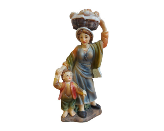 Statua Del Presepe Panettiera Con Bambino