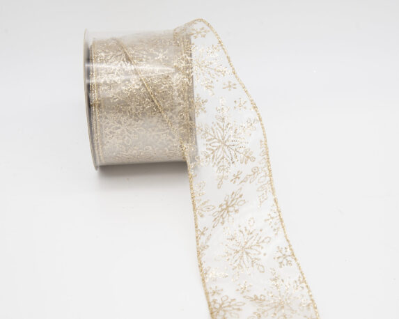 Nastro Di Natale Champagne Trasparente Con Fiocchi Di Neve