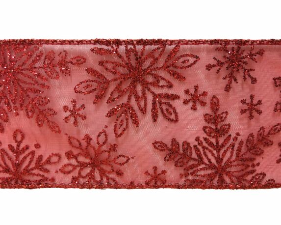 Nastro Di Natale Rosso Trasparente Con Fiocchi Di Neve