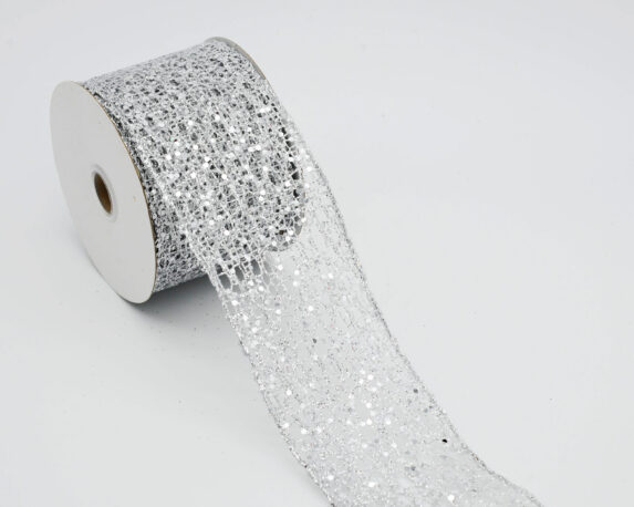 Nastro Di Natale A Rete Argentato Glitterato