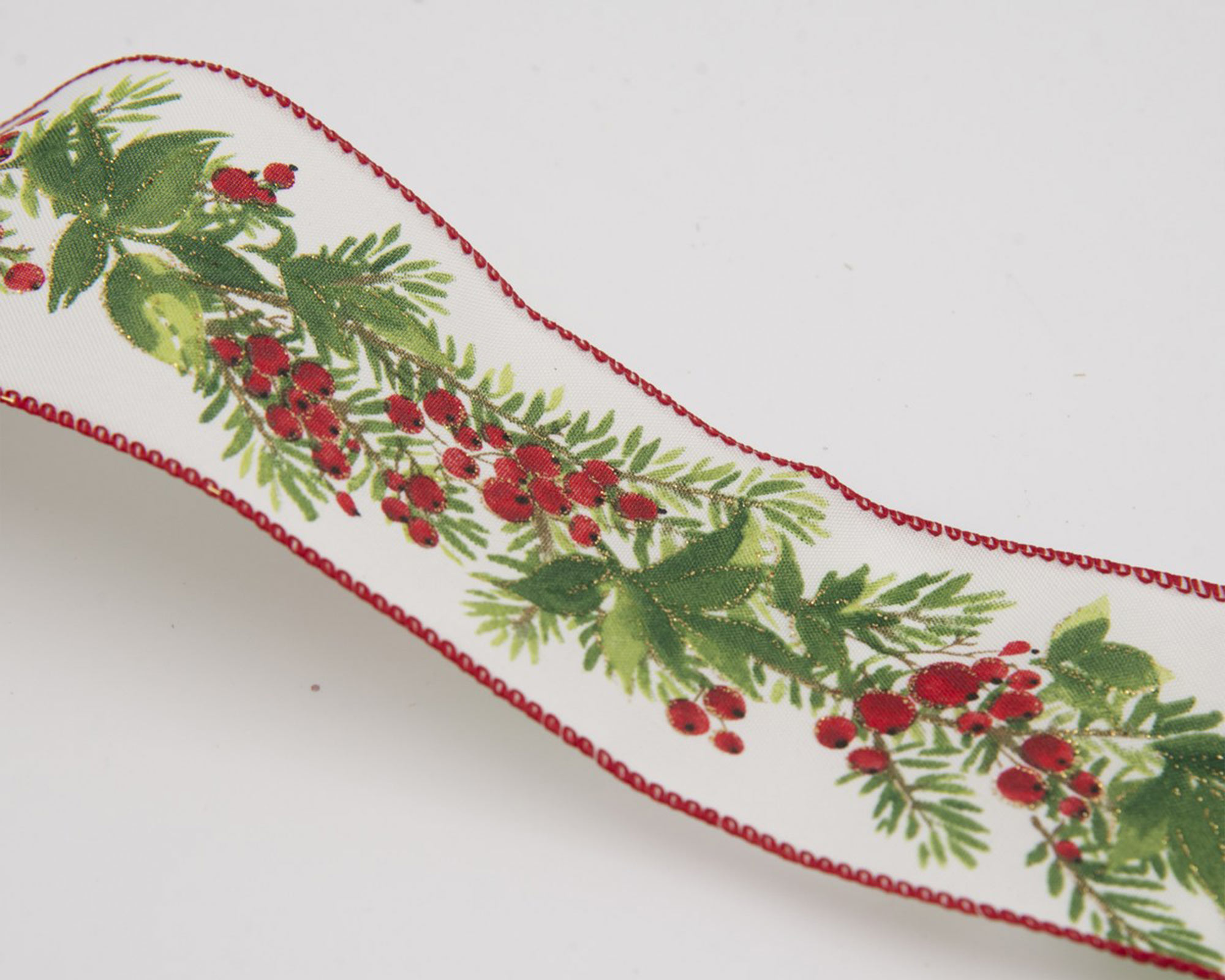 Nastro Di Natale Dorata Con Bacche E Foglie