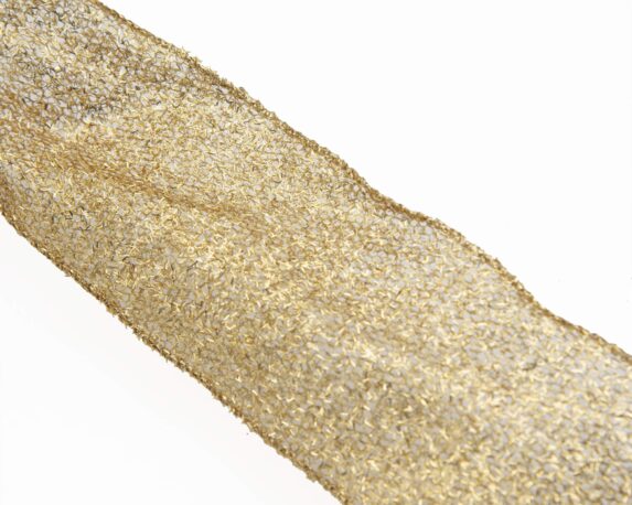 Nastro Di Natale A Rete Fine Glitterato E Dorato
