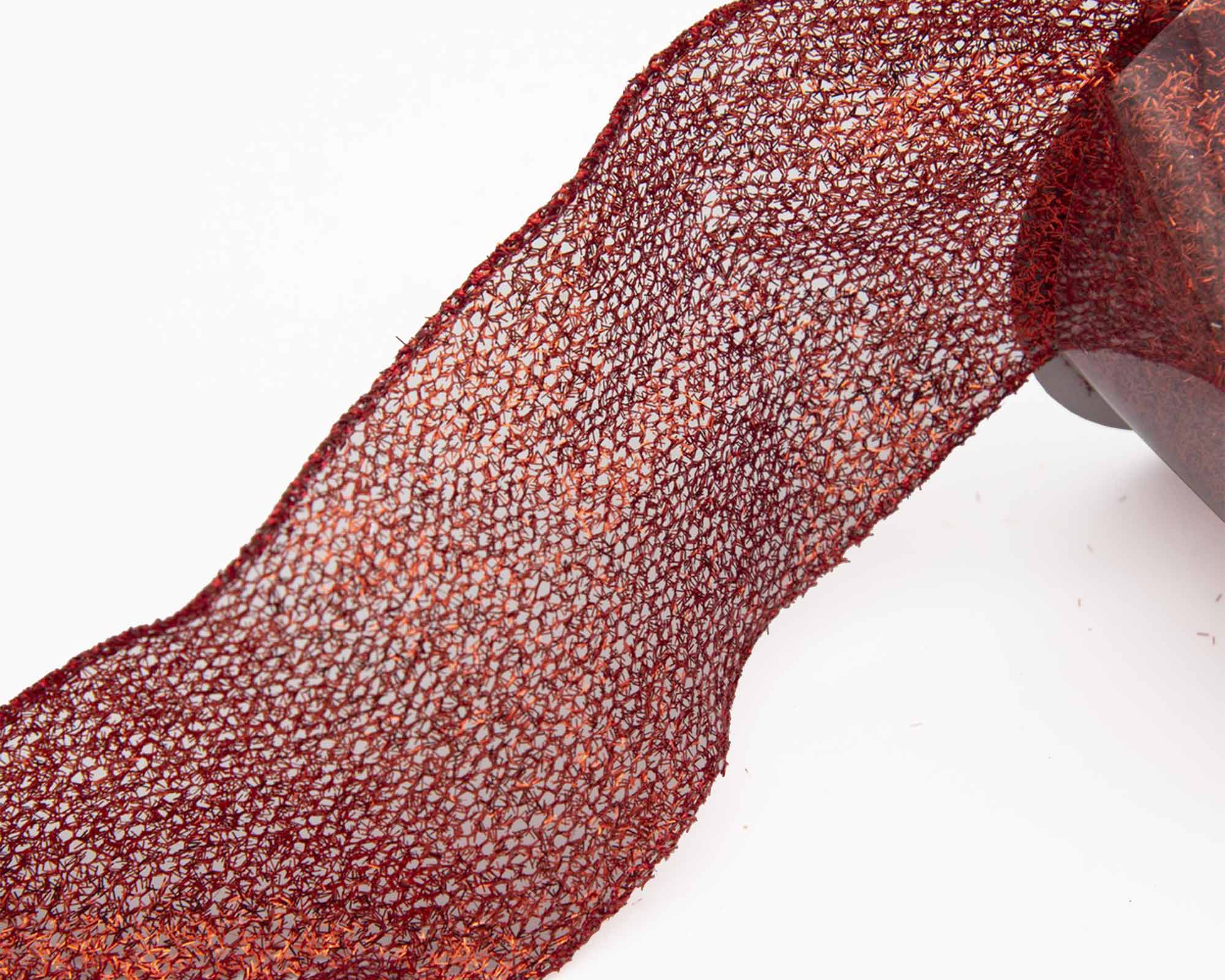 Nastro Di Natale A Rete Fine Rossa Glitterato