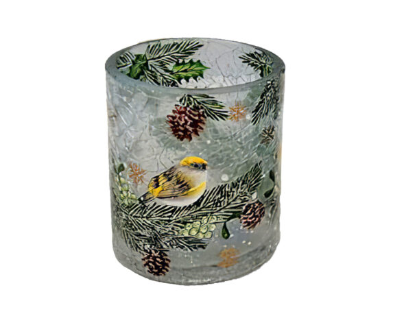 Portacandele con paesaggio disegnato sopra