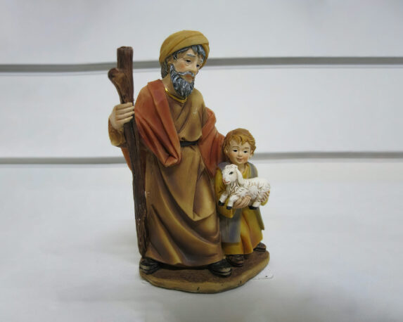 Statua Natività Con Pastore E Bambino