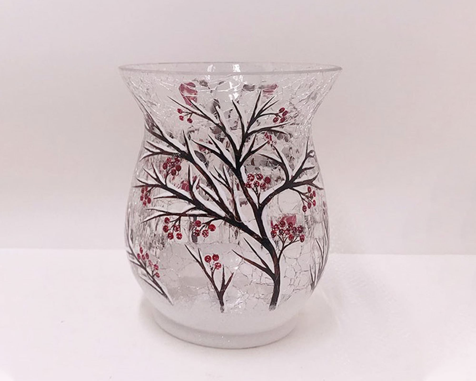 Portacandele Con Rami E Bacche Disegnati Sopra