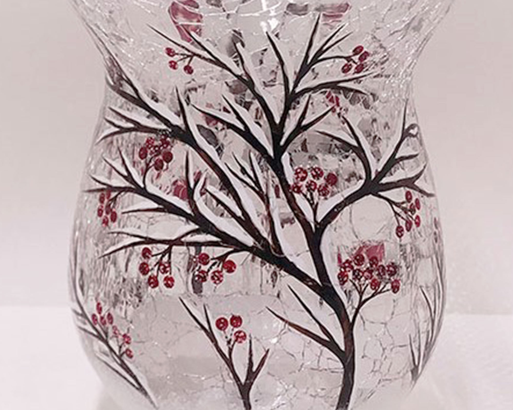 Portacandele Con Rami E Bacche Disegnati Sopra - immagine 2