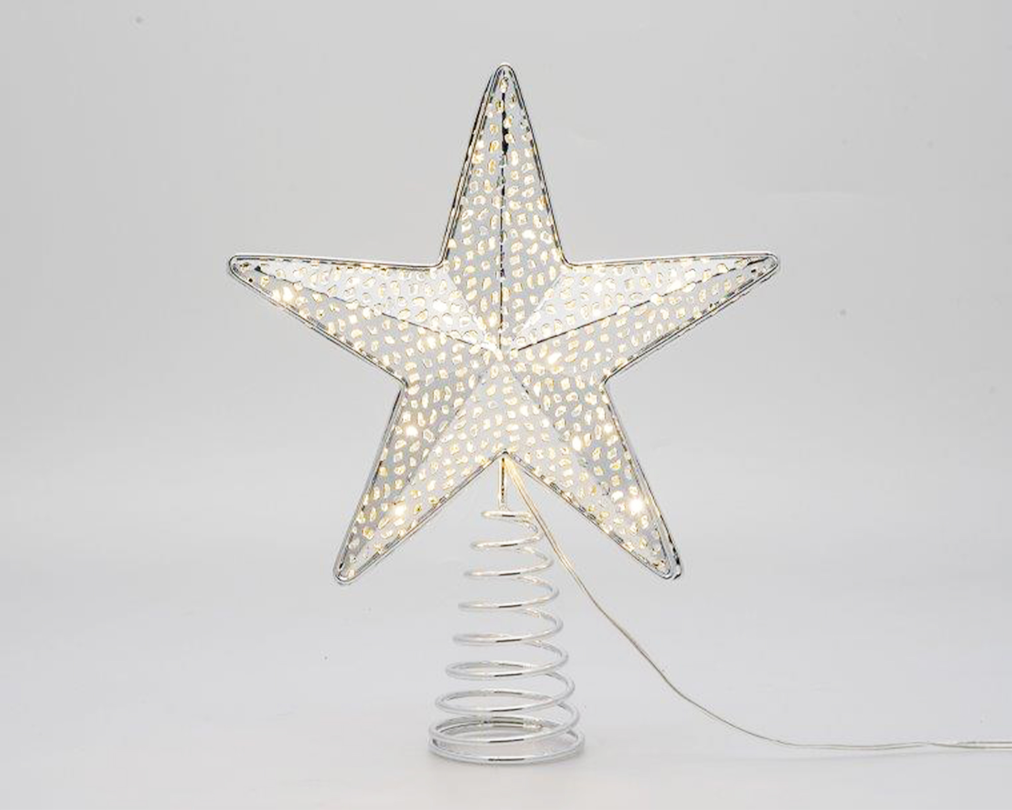 Puntale A Forma Di Stella Bianca E Argentata