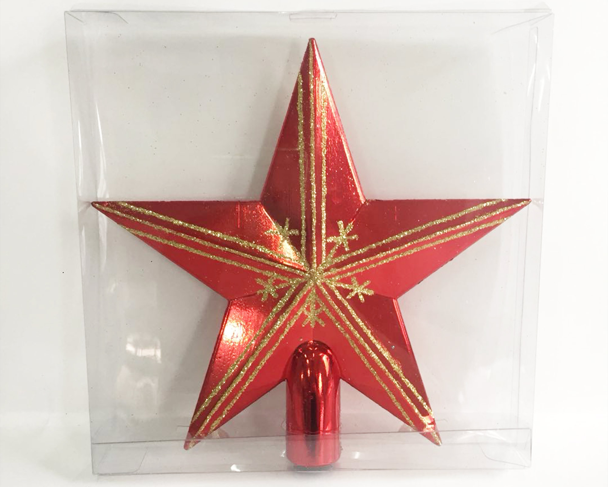 Puntale A Forma Di Stella Rossa E Dorata