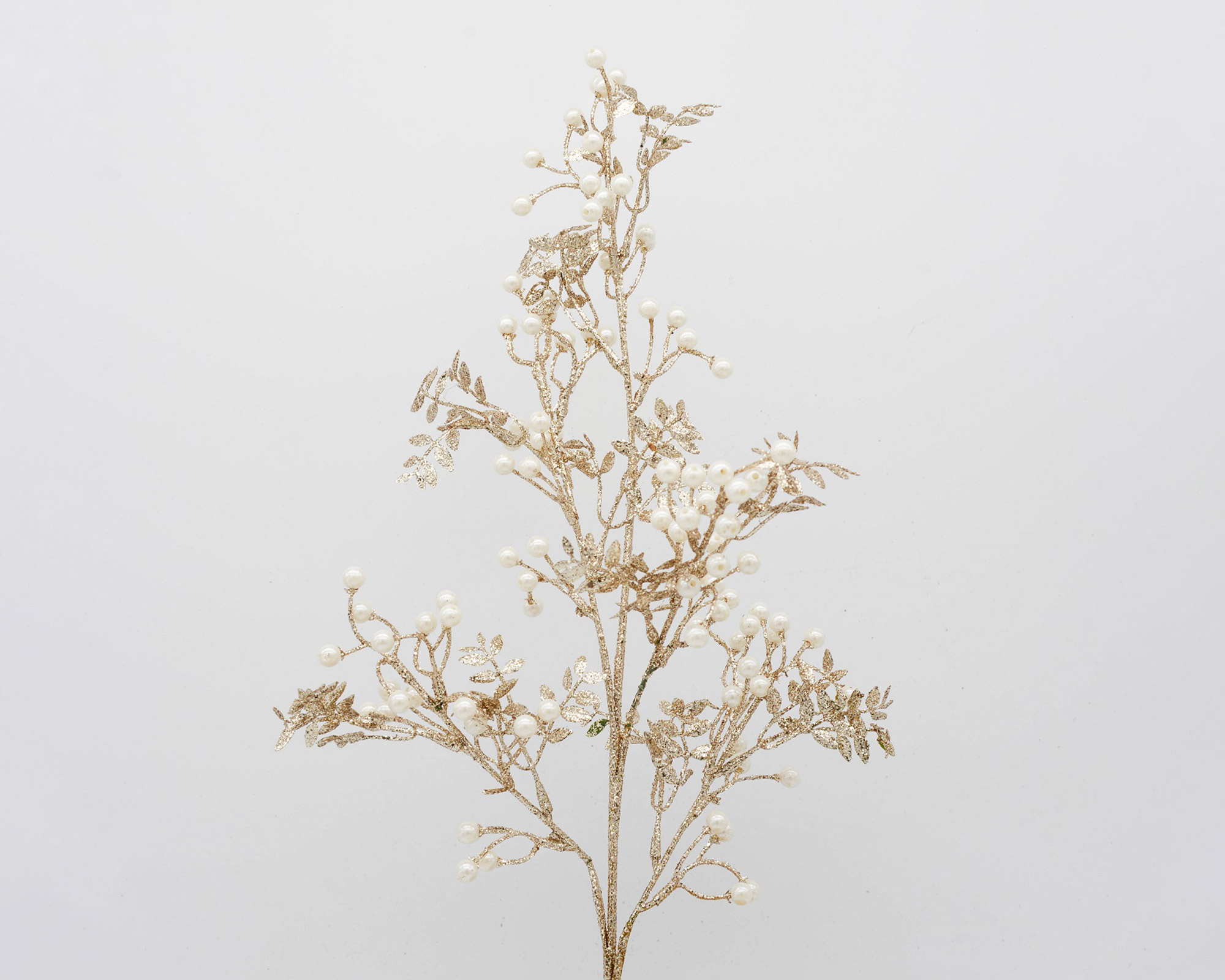 Decorazione Natalizia Ramo Di Ghirlanda Champagne Glitterata Con Bacche