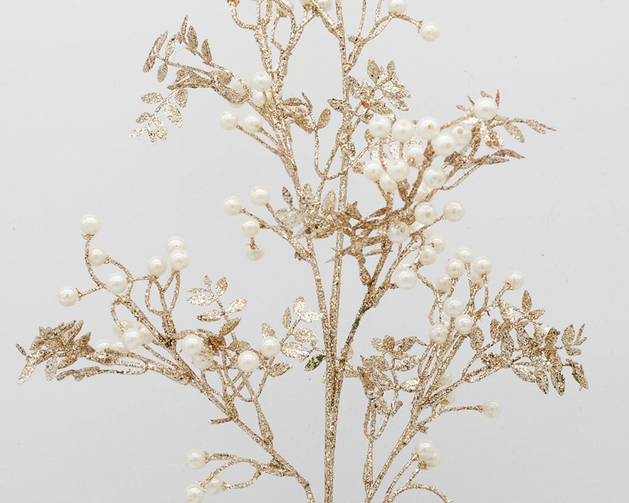 Decorazione Natalizia Ramo Di Ghirlanda Champagne Glitterata Con Bacche - immagine 2