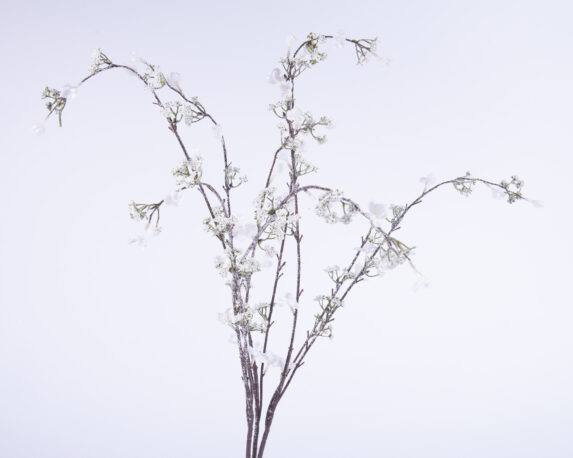 Decorazione Natalizia Ramo Fiorito Innevato Glitterato