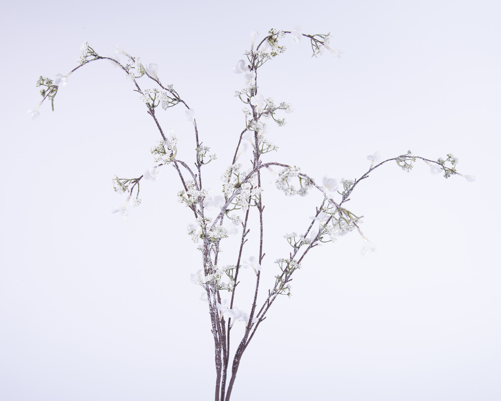 Decorazione Natalizia Ramo Fiorito Innevato Glitterato