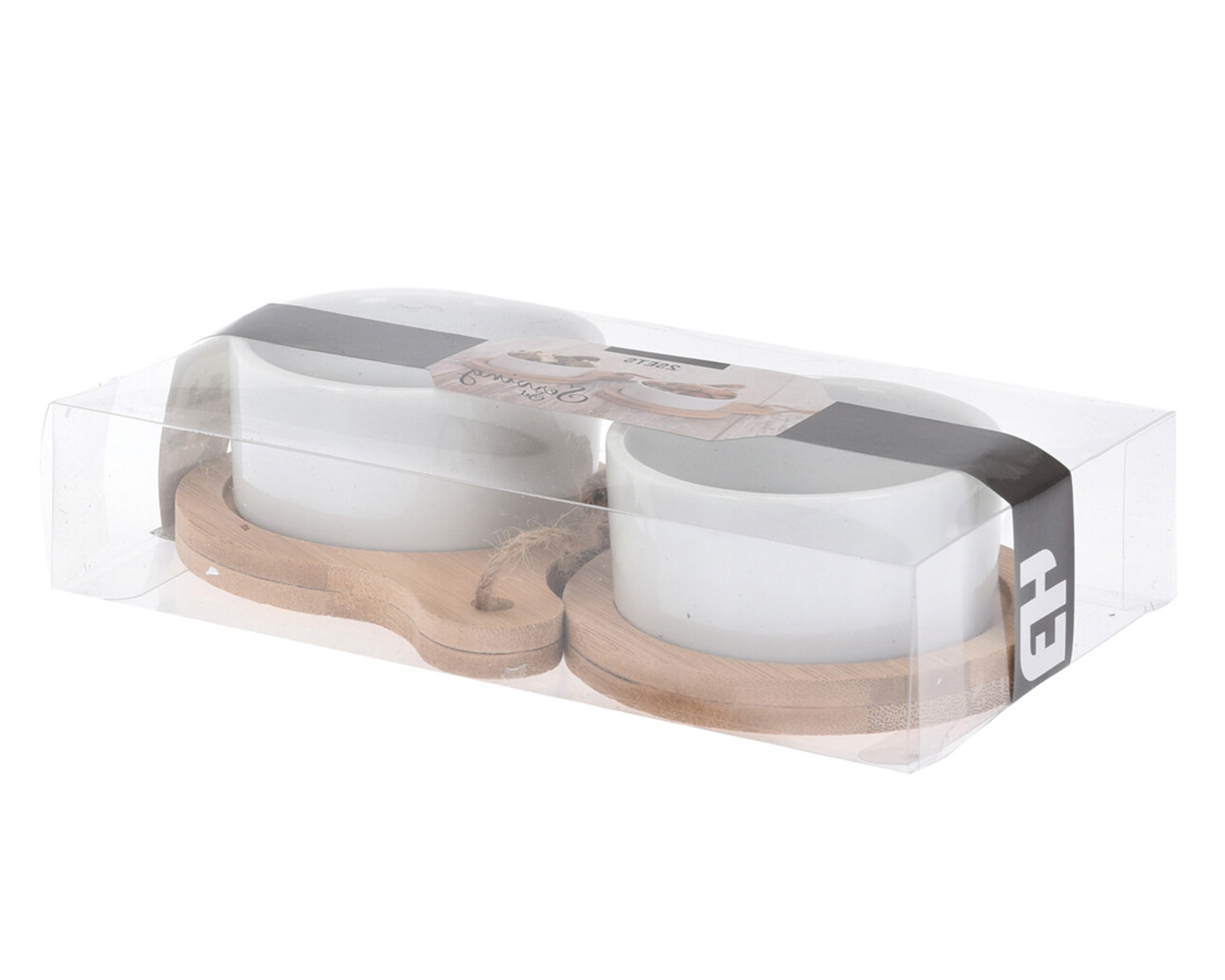 Set 2 Ciotole In Porcellana Con Supporto In Legno - Koopman - immagine 2