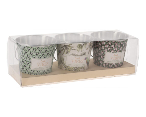 Set 3 Pz Vaso In Zinco Con Candela – Koopman