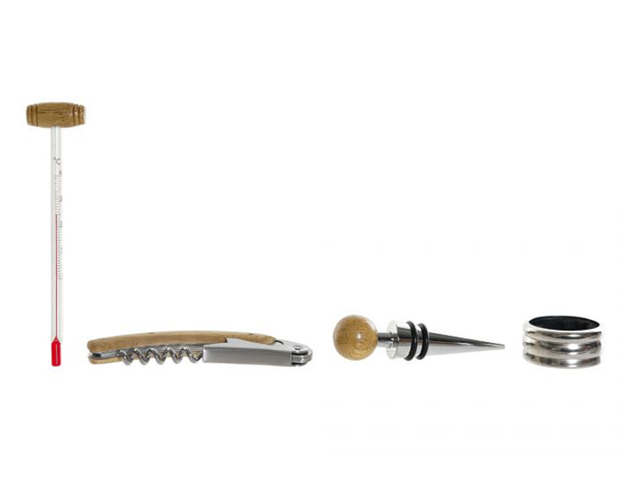 Set 4 Pz Accessori per il Vino in Bamboo - Item - immagine 3