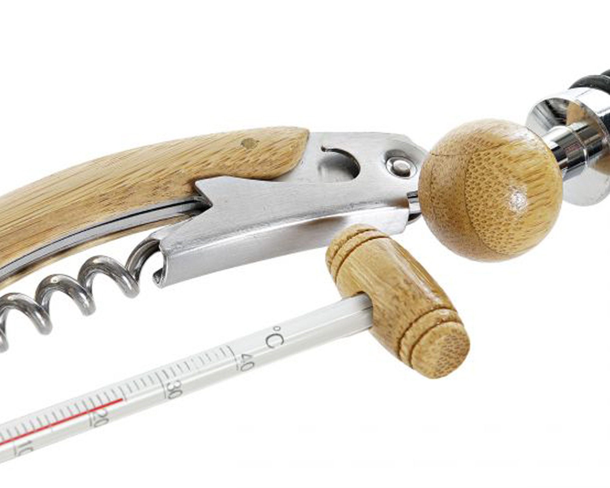 Set 4 Pz Accessori per il Vino in Bamboo - Item - immagine 2