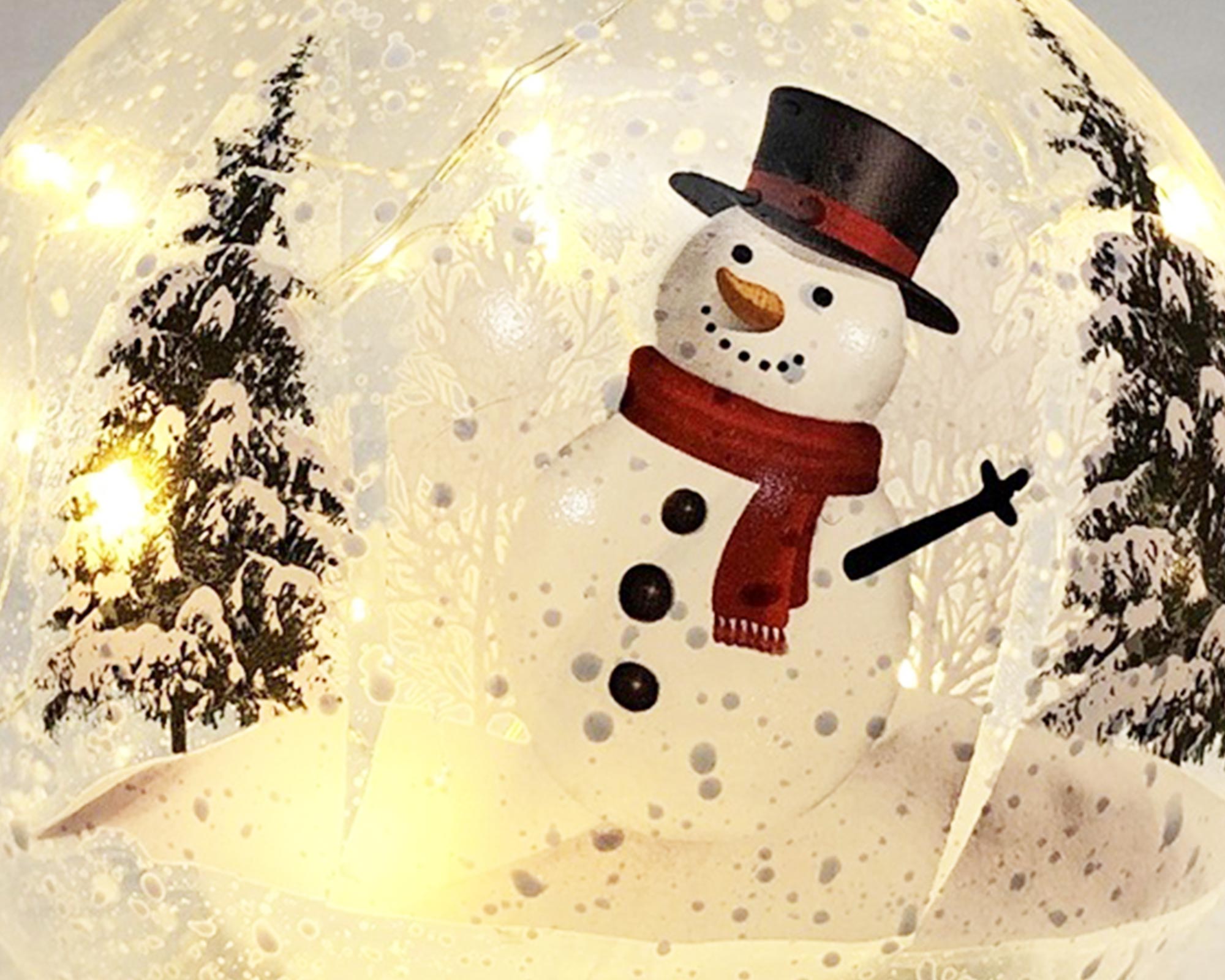 Decorazione Natalizia Sfera luminosa In Vetro Con Pupazzo Di Neve - immagine 2