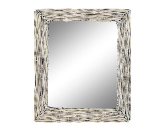 Specchio Elicoidale Intrecciato Grigio 53,5×62,5cm In Vimini E Cristallo – Item