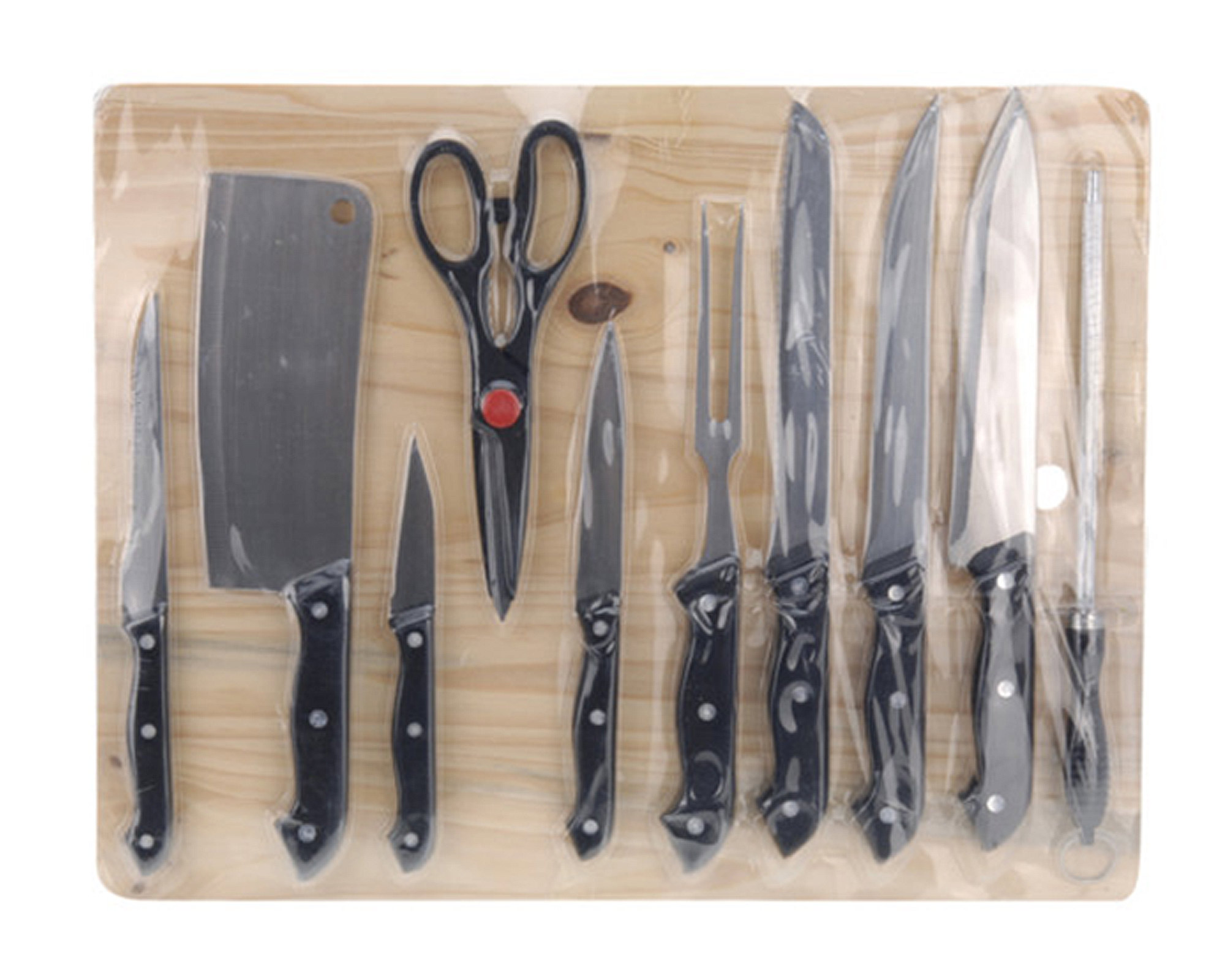 Set 10 Utensili Con Affilacoltelli e Tagliere in Legno - Koopman - immagine 2