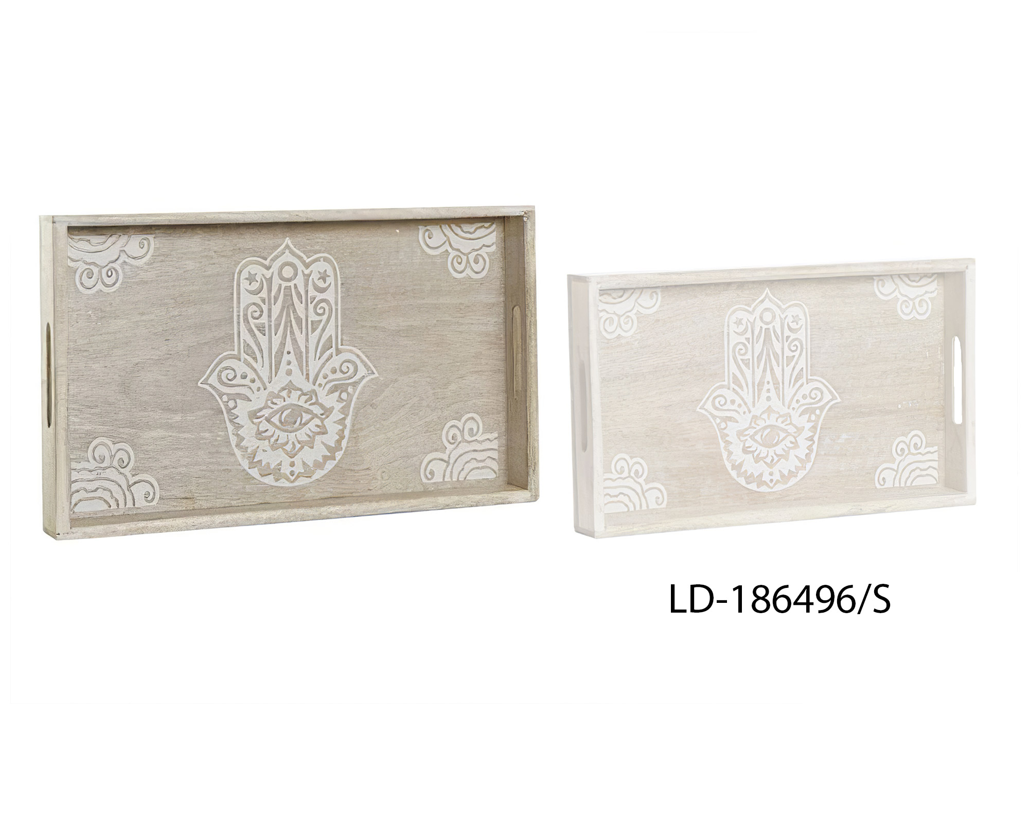 Vassoio in Legno di Mango con Mano di Fatima Large - Item - immagine 2