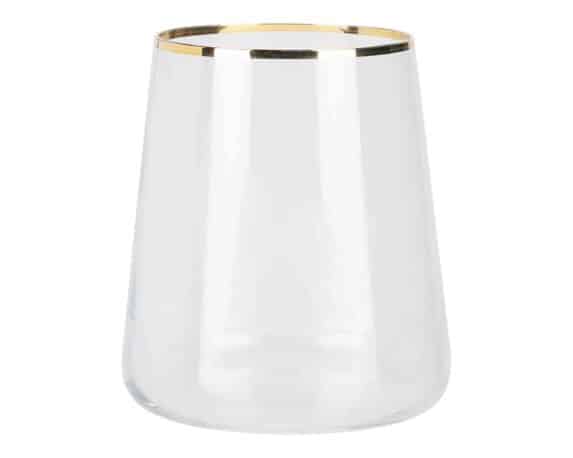 Bicchiere Trasparente con Bordo Dorato 380ml D9x10h in Vetro