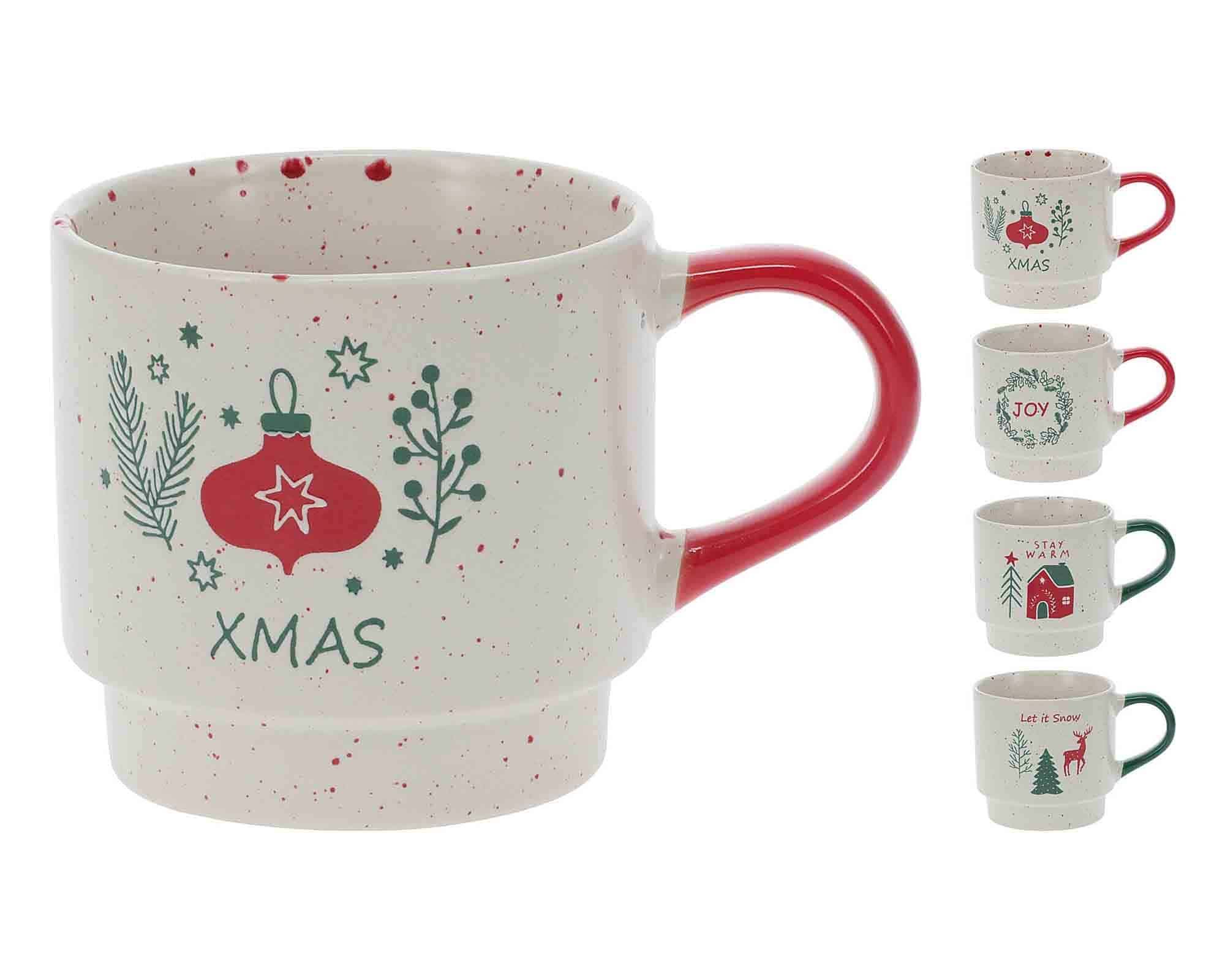 Set 2 Pz Tazza di Natale Assortito 350ml in Ceramica